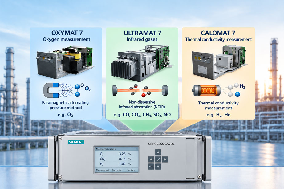 SIPROCESS GA700 – Auswahl von OXYMAT 7, ULTRAMAT 7 und CALOMAT 7 en